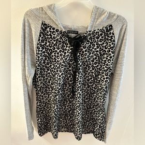 Venus Tops | Venus Black and Grey Cheetah Print Hoodie